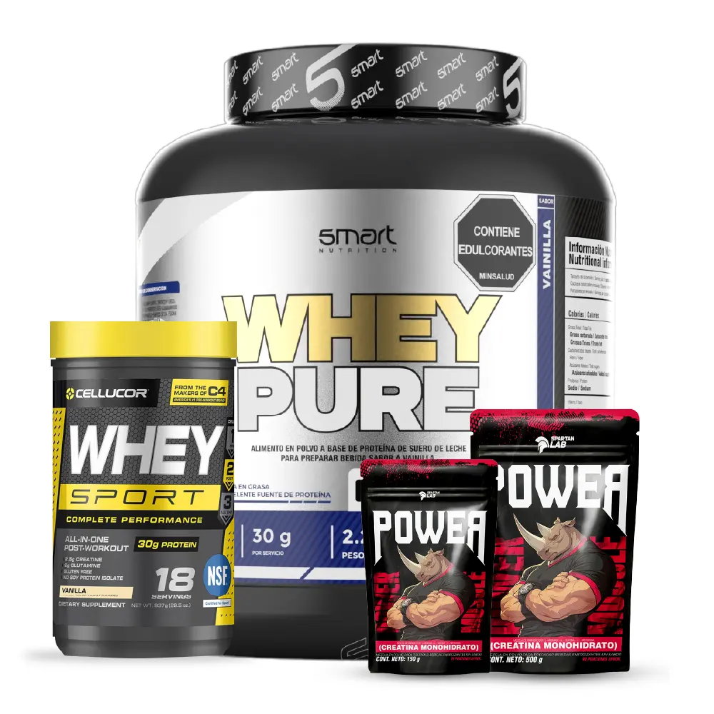 Whey Pure 5 LB + Whey Sport 18 Serv + Creatina Power 500 g y 150 g
