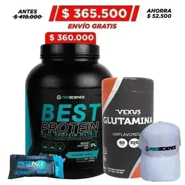 Best Protein 5 lb + Glutamina 300 gr + Obsequios - Zona FIT