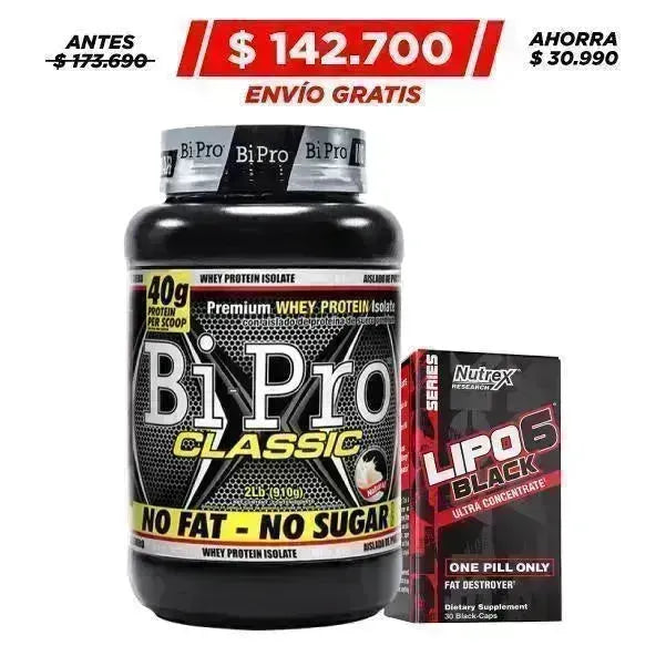 BiPro · 2 lb + Lipo 6 Black UC 30 caps - Zona FIT