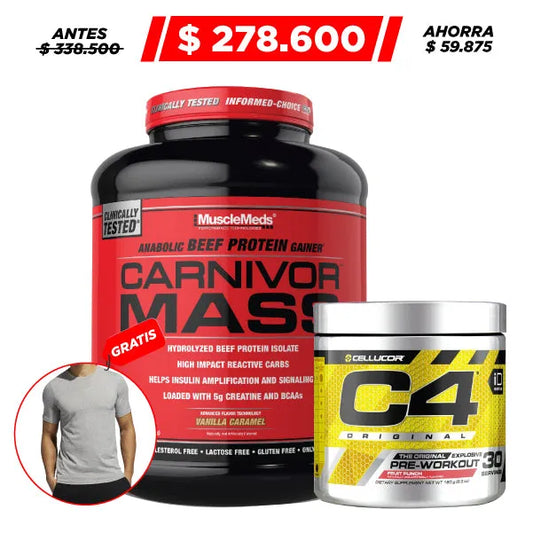 Carnivor Mass 6 lb + C4 30 serv + Obsequio - Zona FIT