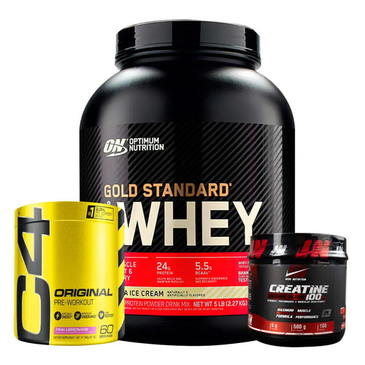 Gold Standard 5 lb + C4 60 serv + Creatine Iron 500 gr - Zona FIT