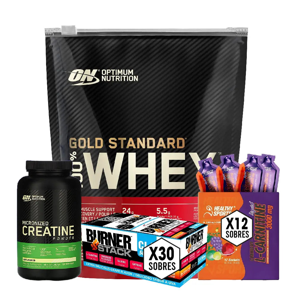 Gold Standard 22 serv + Carnitine 12 sobres + Creatine Optimum 300 gr + Obsequio