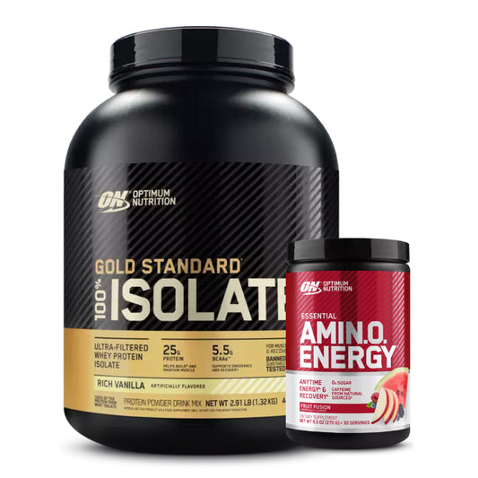 Gold Standard 100% Isolate 3 lb + Amino Energy 30 serv - Zona FIT