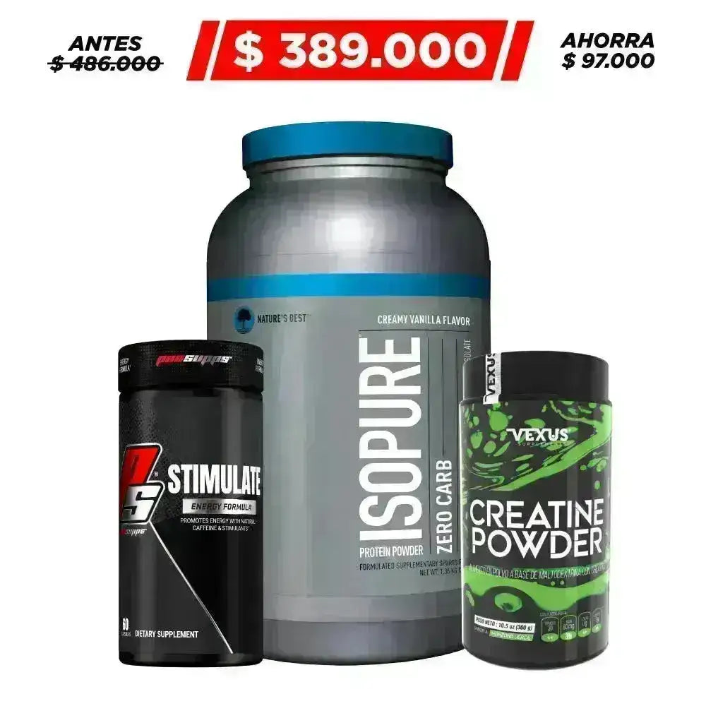 Isopure 3 lb + Creatine 30 serv + Stimulate 60 caps - Zona FIT