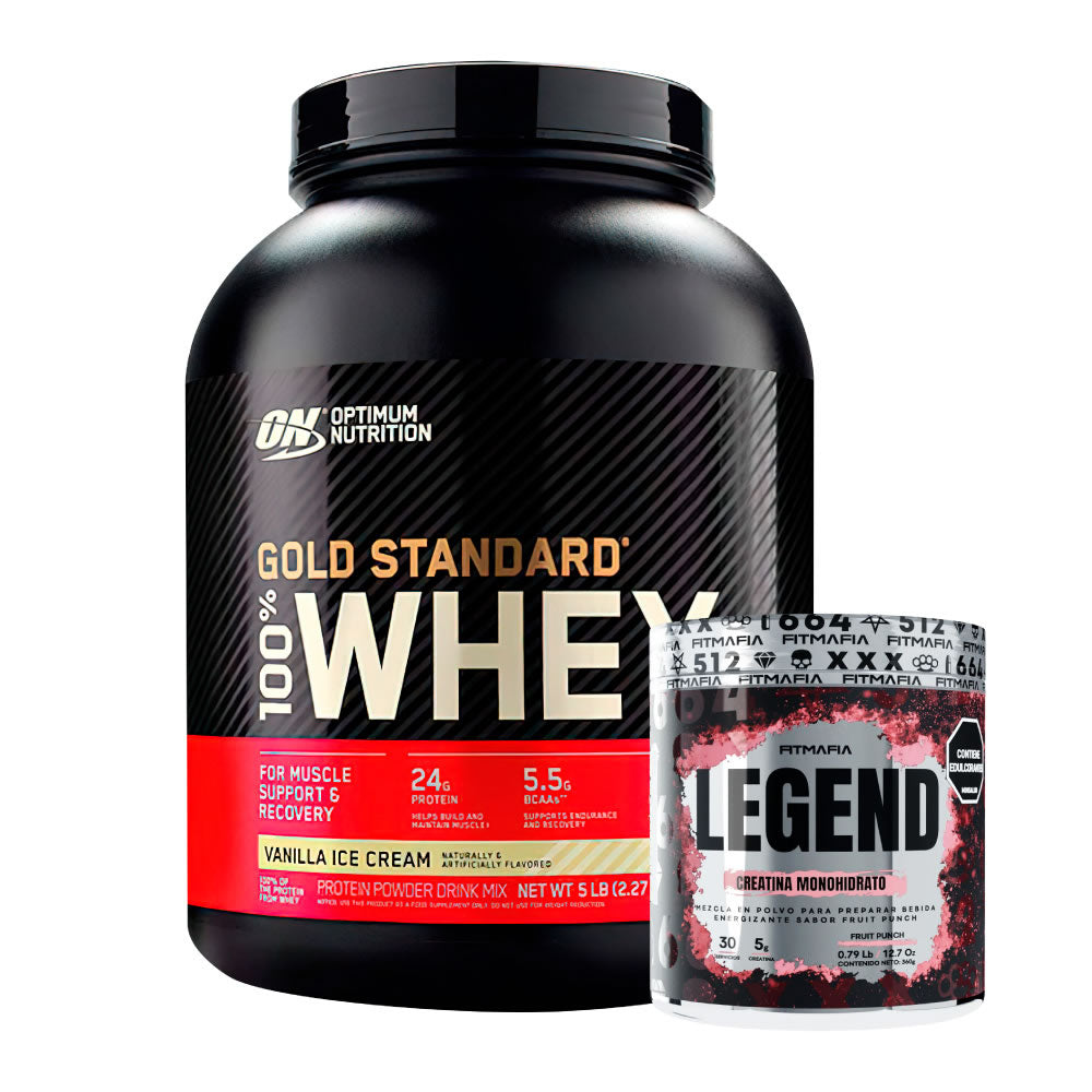 Gold Standard 100% Whey 5 lb + Creatine Legend 30 serv - Zona FIT