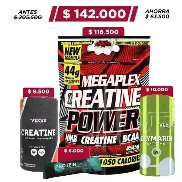 Megaplex 10 lb + Creatine 300 gr + Barra de proteína - Zona FIT