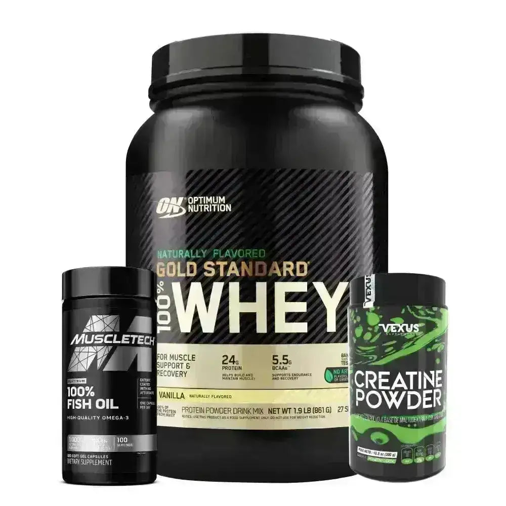 Gold Standard Naturally Flavored 1.9 lb + Creatine 300 gr + Omega 3 100 caps - Zona FIT