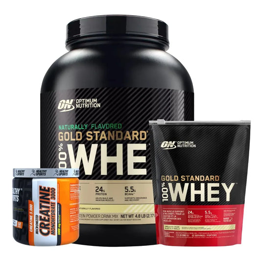 Gold Standard Natural 4.8 lb + Gold Standard 22 serv + Creatine Healthy 150 gr - Zona FIT