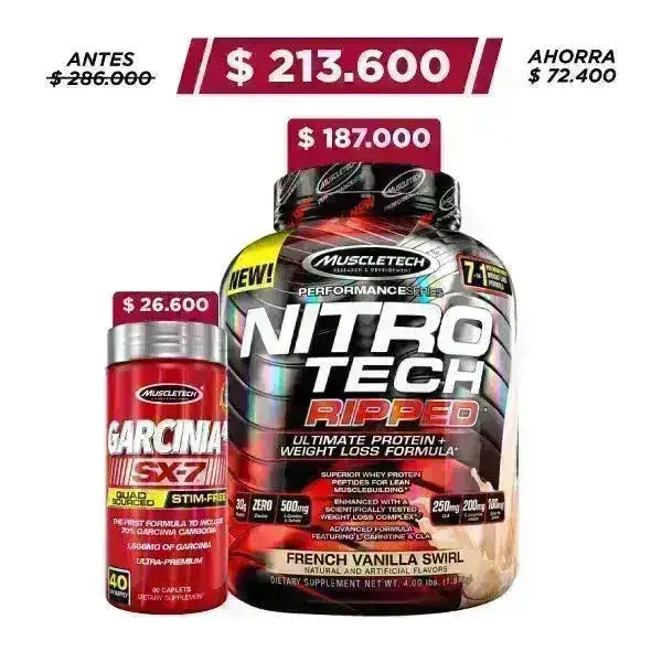 Nitro Tech Ripped 4 lb + Garcinia 4X 80 Caplets - Zona FIT