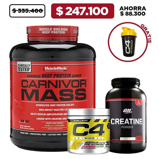 Carnivor Mass 6 lb + Creatine 300 gr + C4 30 serv + Obsequio - Zona FIT