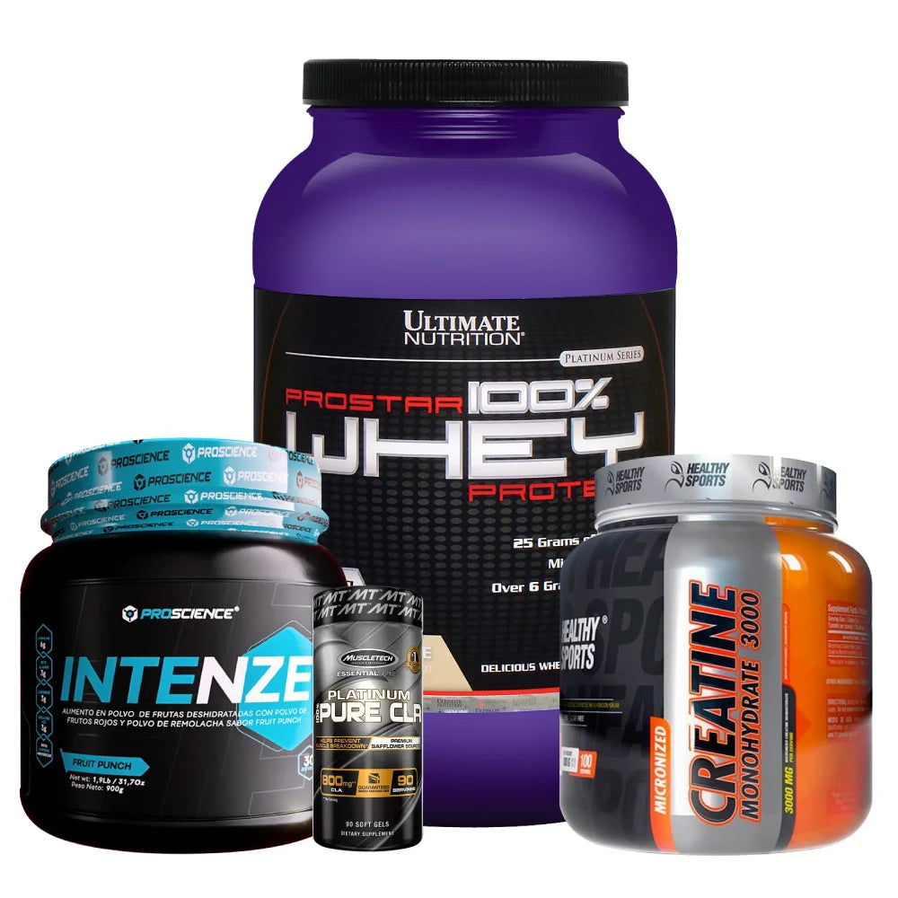 Prostar Whey 2 lb + Creatine Healthy 300 gr + Intenze 30 serv + Obsequios - Zona FIT