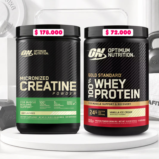 Creatine 120 serv Optimum + Gold Standard 100% Whey 10 serv