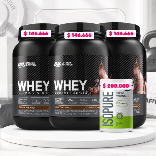 3 und Whey Gourmet 2 LB + Creatine Isopure 100 Serv