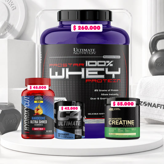 Prostar 5 LB + Creatine Optimum 60 Serv + Hydroxycut 60 gomas + C4 Ultimate