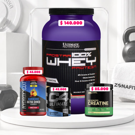 Prostar 2 LB + Creatine Optimum 60 Serv + Hydroxycut 60 gomas + C4 Ultimate