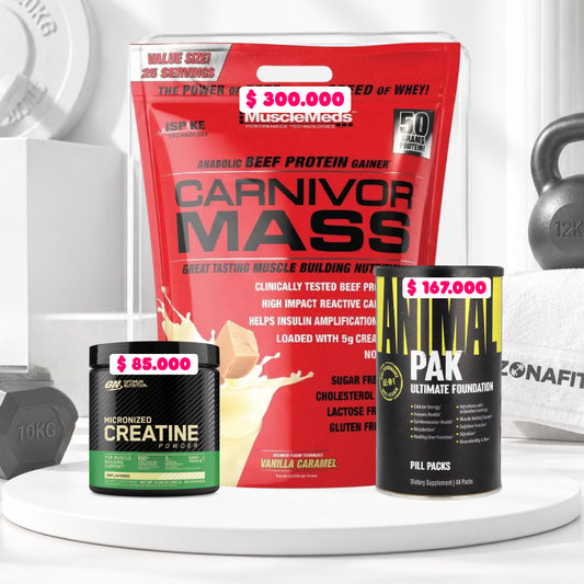 Carnivor Mass 10 LB + Creatine Optimum 60 Serv + Animal Pak