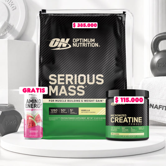 Serious Mass 12 lb + Creatine Optimum 60 Serv + Obsequios