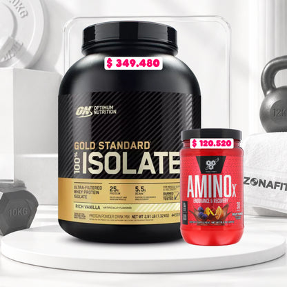Gold Standard 100% Isolate 3 lb + Amino X 30 serv