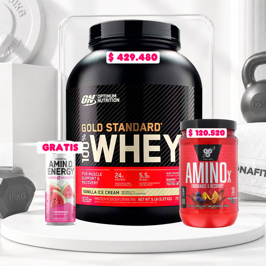 Gold Standard Whey 5 lb + Amino X 30 serv + Obsequios