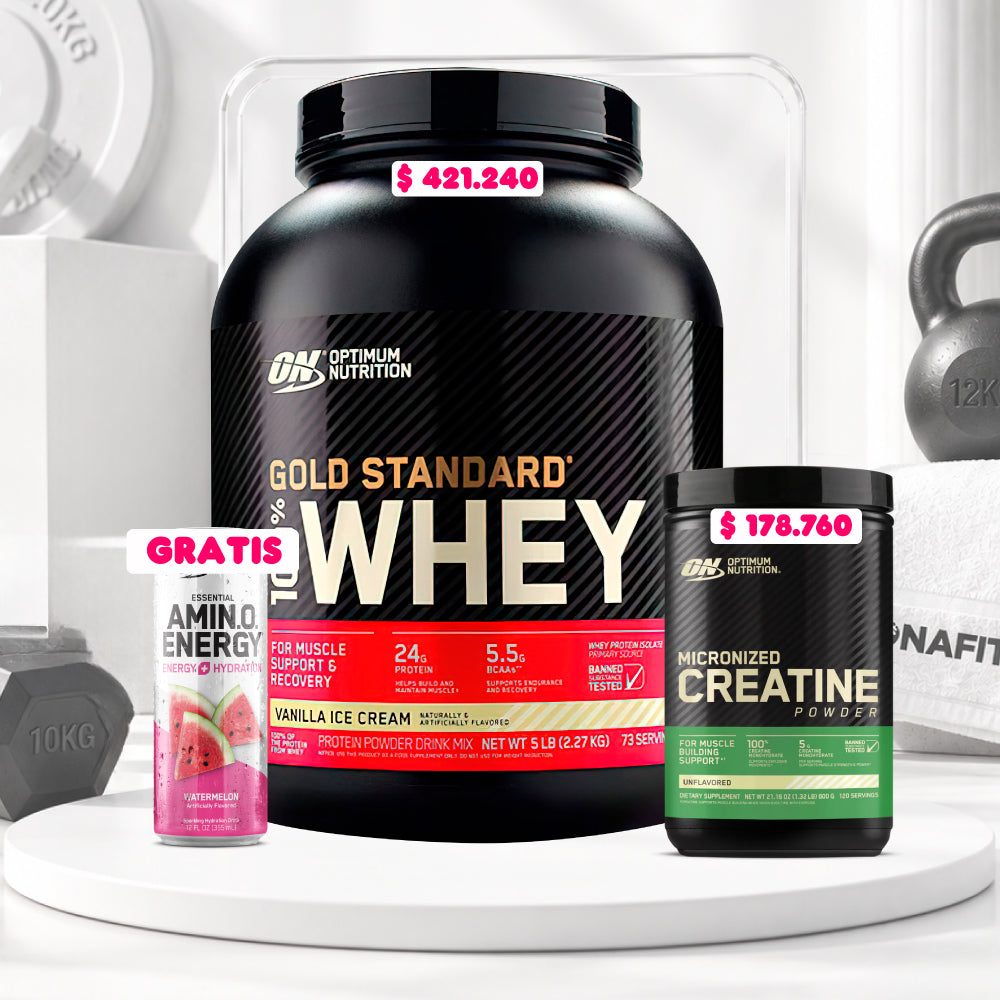 Gold Standard 5 LB + Creatine Optimum 120 Serv + Obsequios