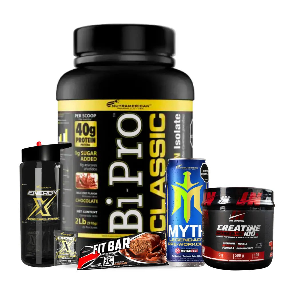 BiPro Classic 2 lb + Creatine Iron 500 gr + Energy X 25 sobres + Obsequios - Zona FIT