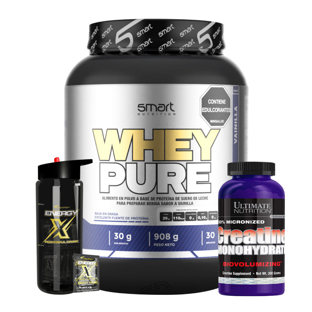 Whey Pure 2 lb + Creatine Ultimate 300 gr + Energy X 25 sobres - Zona FIT