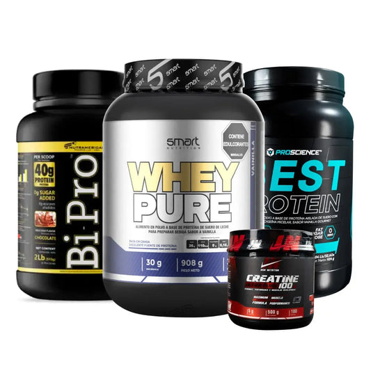 Whey Pure 2 lb + Bipro 2 lb + Best Protein 2 lb + Creatine Iron 500 gr - Zona FIT