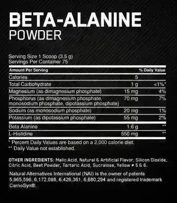 Beta-Alanine Powder Optimum Nutrition - Zona FIT