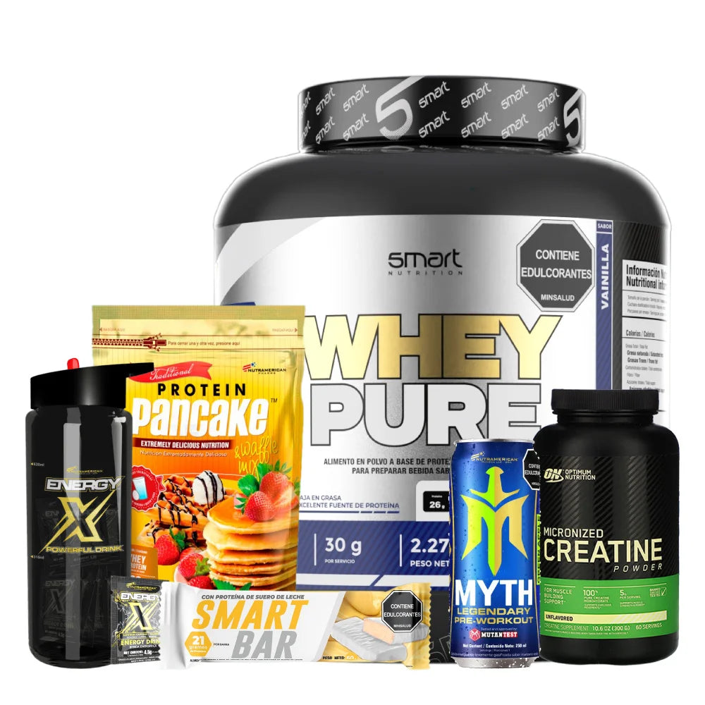 Whey Pure 2 lb + Creatine Optimum 300 gr + Energy X 25 sobres + Obsequios - Zona FIT