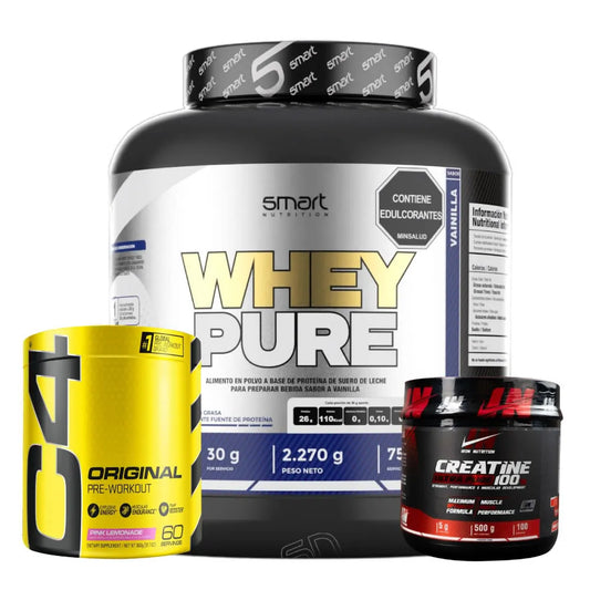 Whey Pure 5 lb + C4 60 serv + Creatine Iron 500 gr - Zona FIT