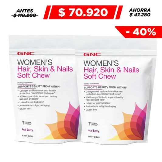 2 Unid. Women's Hair, Skin & Nails Soft Chew 60 Masticables - Zona FIT