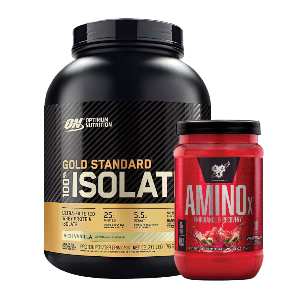 Gold Standard 100% Isolate 5 lb + Amino X 30 serv - Zona FIT