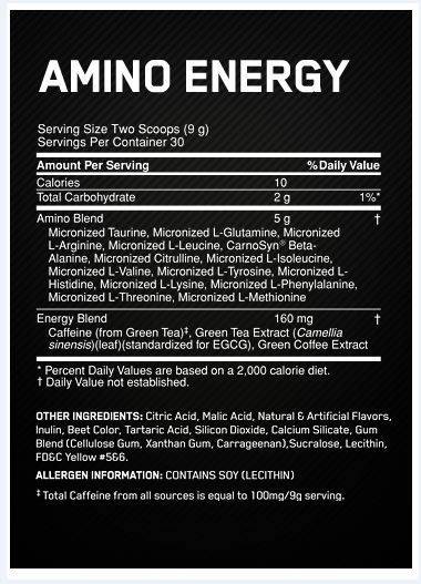 Amino Energy 30 tabla